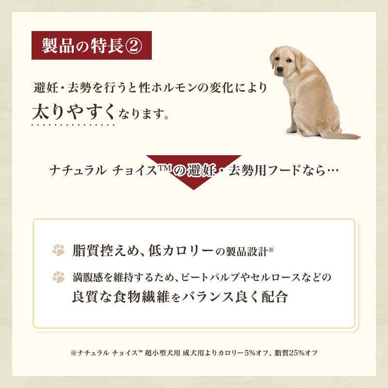 ニュートロ ナチュラル チョイス 避妊・去勢犬用 超小型犬〜小型犬用 成犬用 生後8ヶ月以上 チキン&玄米 1kg/3kg/6kg