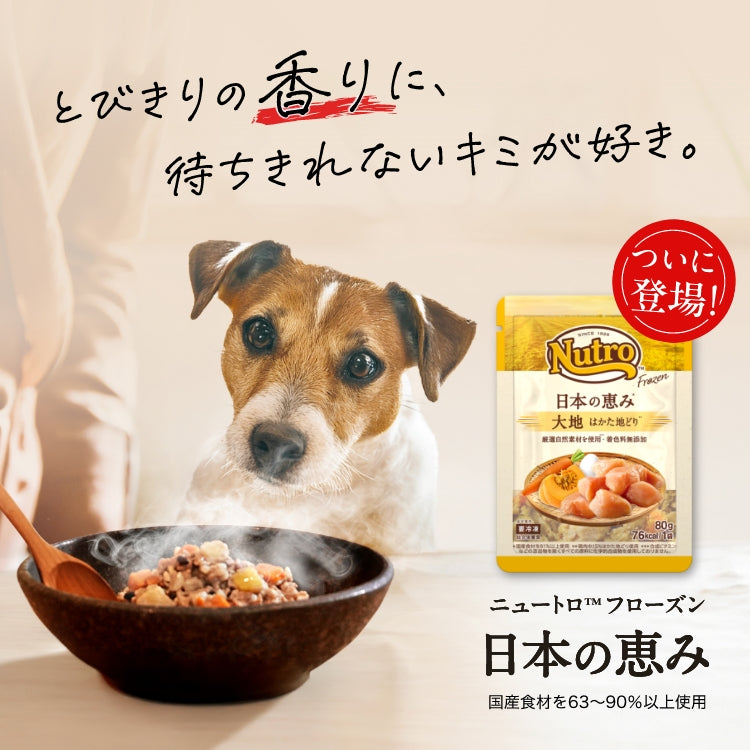 とびきりの香りに、待ちきれないキミが好き。 ついに登場! ニュートロ™フローズン 日本の恵み 国産食材を63～90%以上使用