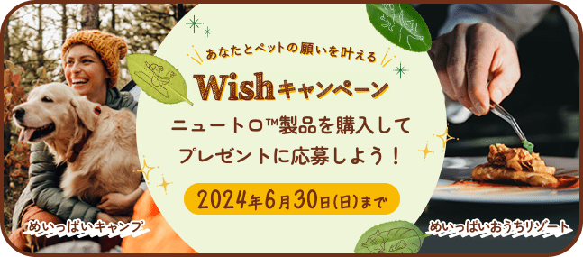 あなたとペットの願いを叶える Wishキャンペーン ニュートロ&:trade; 製品を購入してプレゼントに応募しよう！